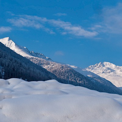 Winter_Defereggental_Osttirol_St.Jakob_Blick Richtung Kahorn und Pfannhorn